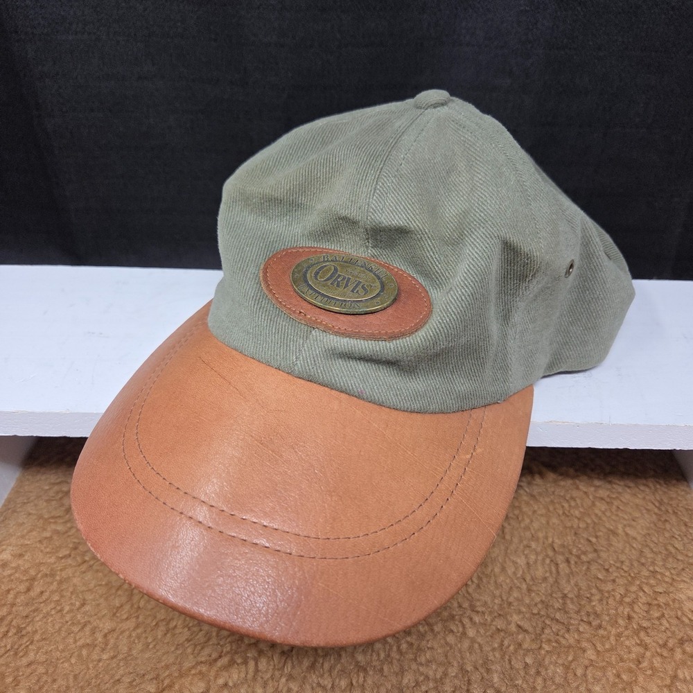 VTG Orvis Leather Duck Bill Corduroy Cap USA Made 90s Battenkill Expedition